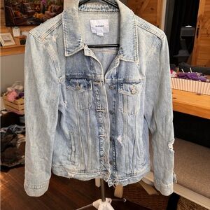 Women’s distressed denim jacket - old navy size L
